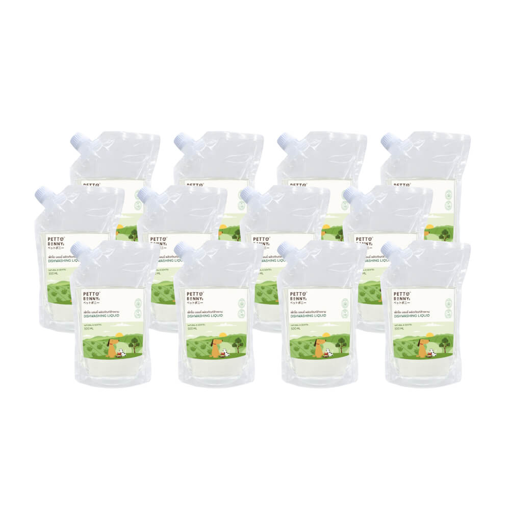 น้ำยาล้างจานสัตว์เลี้ยง PETTO BONNYS สูตรอ่อนโยน 500 มล. ชนิดถุงเติม X12